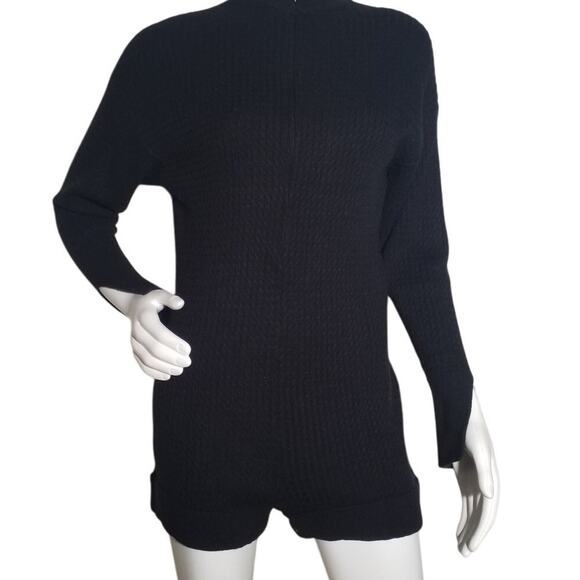 WeWoreWhat Black Mock Neck Sweater Romper XS Zip Front Long Sleeve - Picture 1 of 9